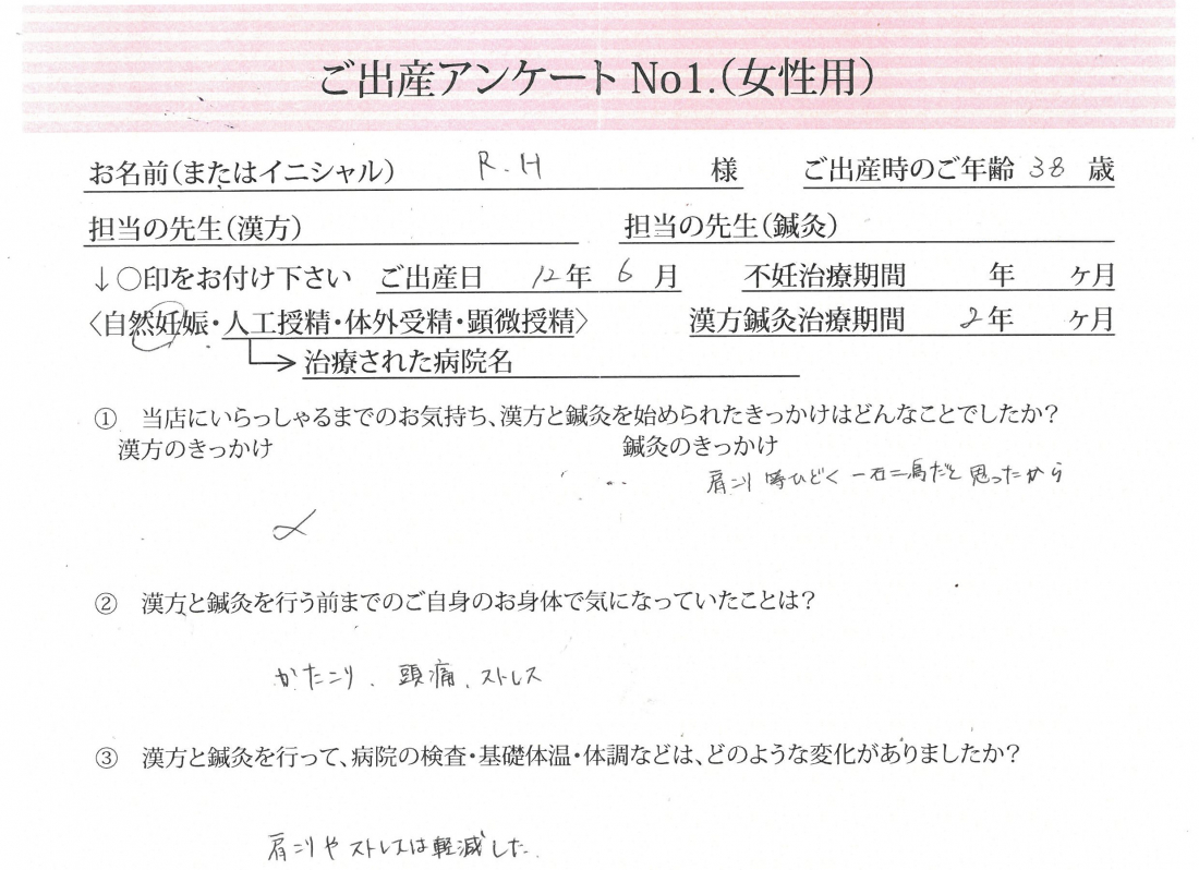 ❀ご出産アンケート《第2子・自然妊娠・38歳》❀