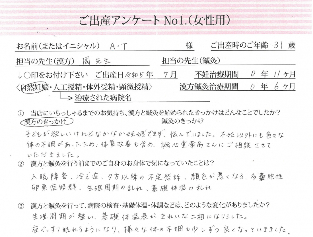 ❀ご出産アンケート《第一子・自然妊娠・31歳》❀